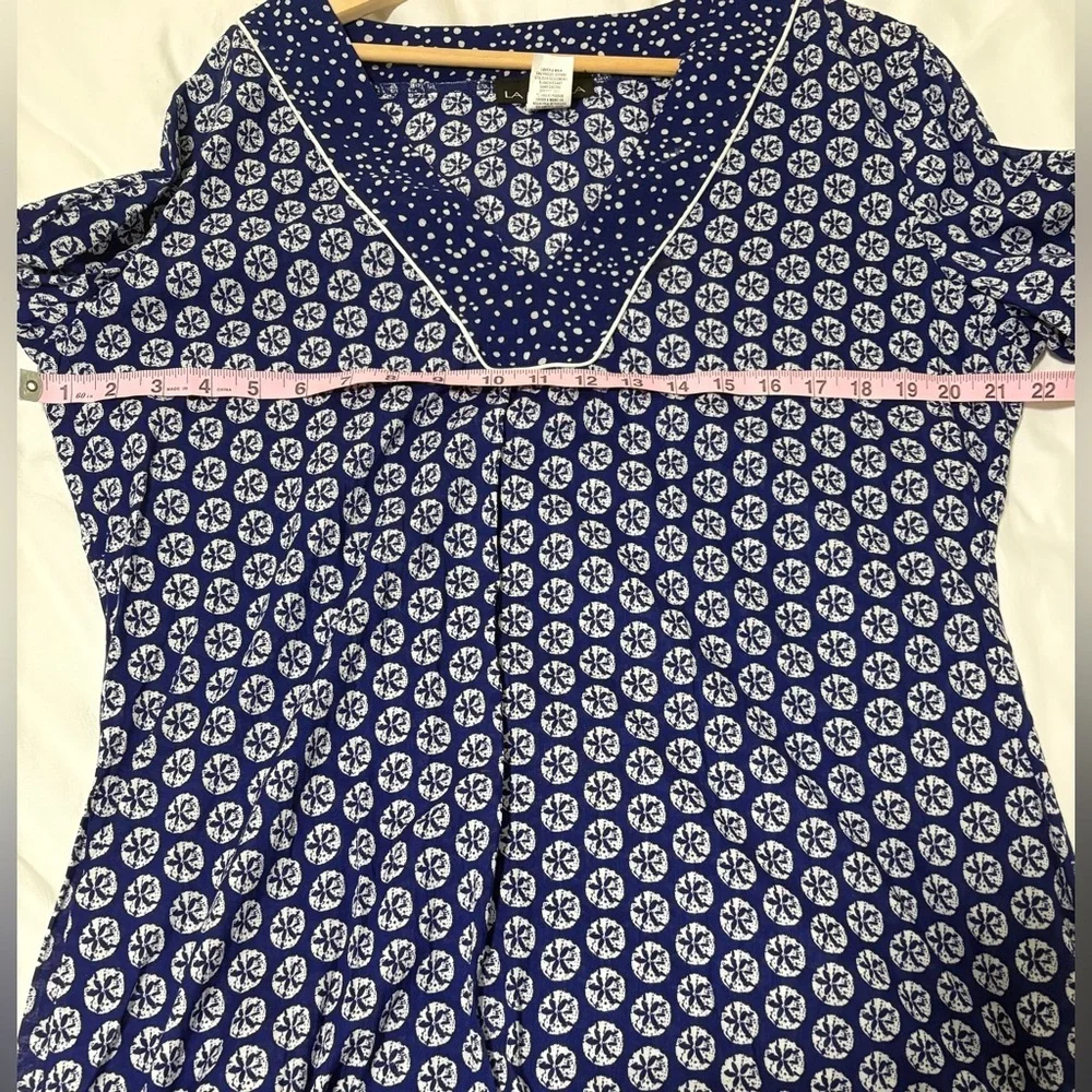 LA BLANCA Blue White Shells Cover Up Tunic | Size M | EUC | 100% Cotton - Picture 6 of 6